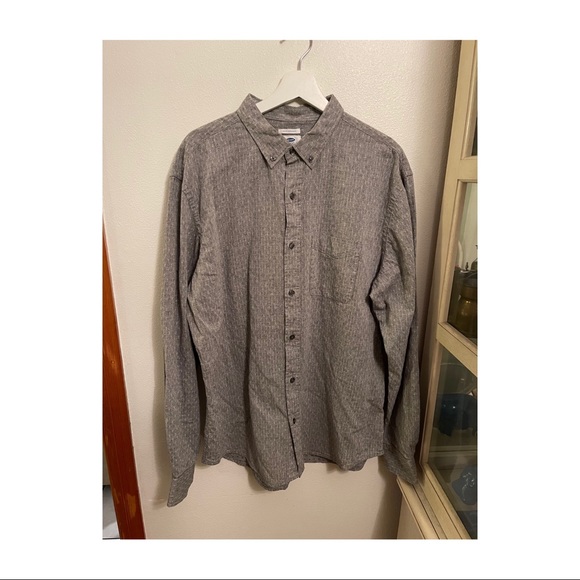 Old navy men’s slim fit gray long sleeve diamond pattern button down shirt sz XL - Picture 3 of 10